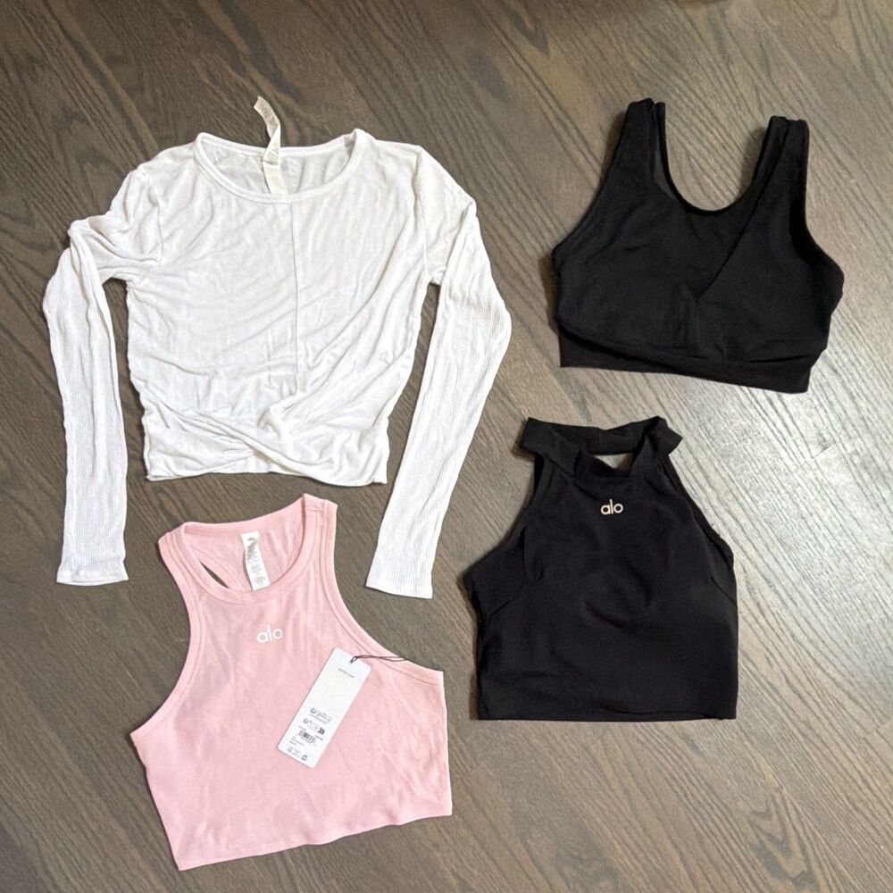 Alo Yoga Women’s Activewear LOT Tops Bundle M, Multicolor Stretch Racerback Logo